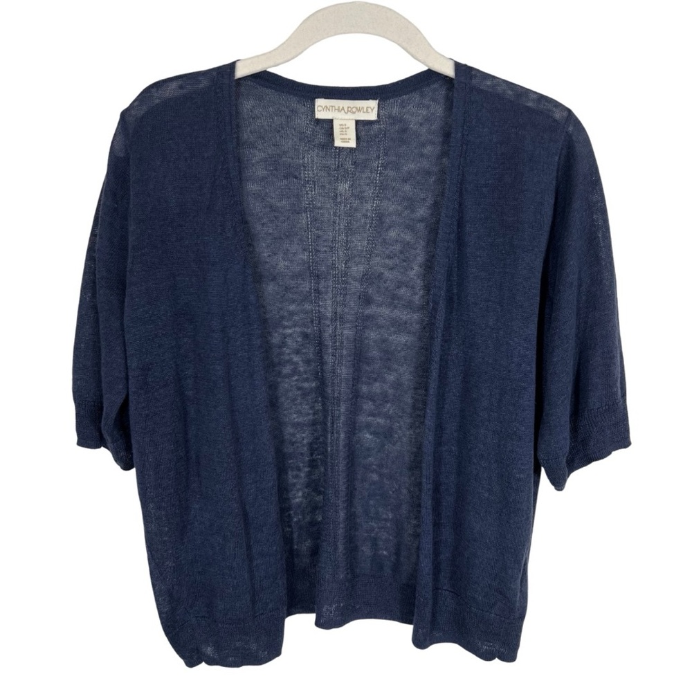 Cynthia Rowley 100% Linen Open Front Cardigan Womens S Blue Lightweight